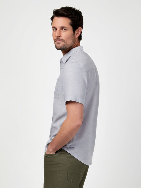 Wolf Textured Short Sleeve Shirt, Grey, hi-res