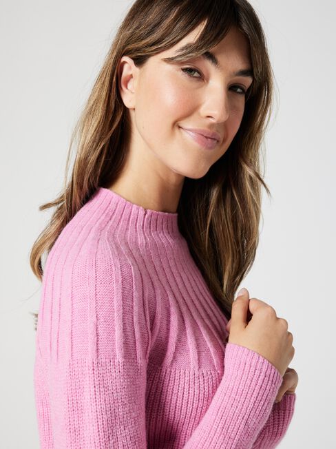 Luna Neck Detail Pullover, Candy Floss, hi-res