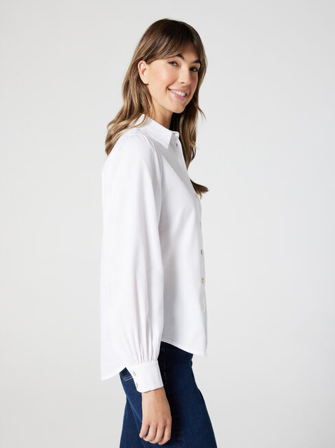 Dina Blouson Slv Shirt, White, hi-res