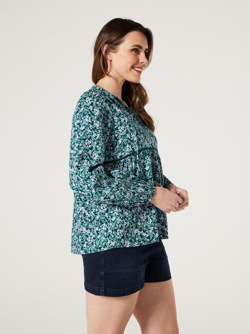 Aurelia Blouse, Green Blossom, hi-res