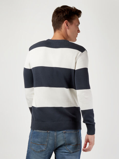 Louis Stripe Crew Knit, Blue, hi-res