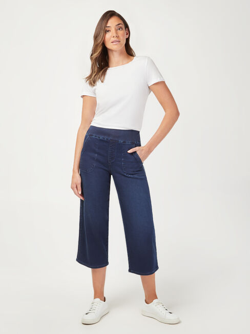 Tessa J-Luxe Wide Leg Jeans, Dark Indigo, hi-res