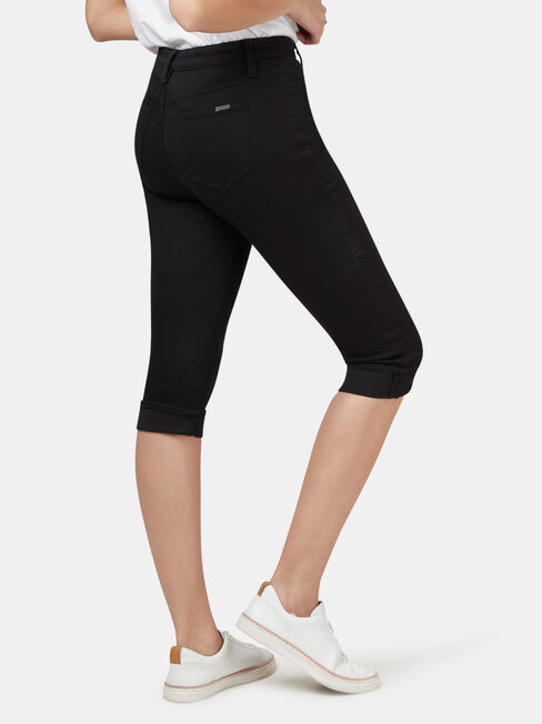 Mid Waisted Pedal Pusher, Black, hi-res