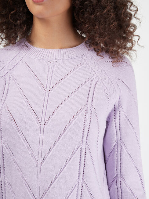 Emma Pointelle Knit, Purple, hi-res