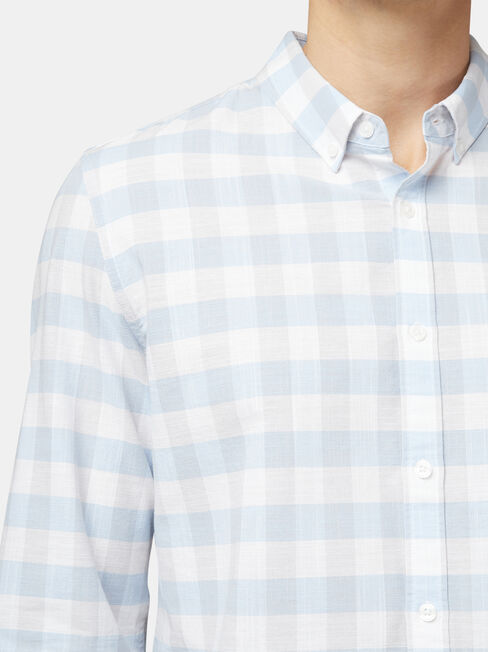 Nate Long Sleeve Check Shirt, Blue, hi-res