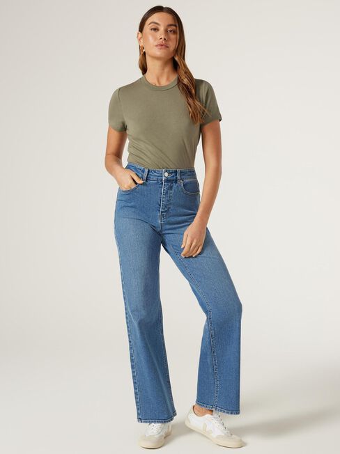 Classic Crew Neck Tee, Green, hi-res