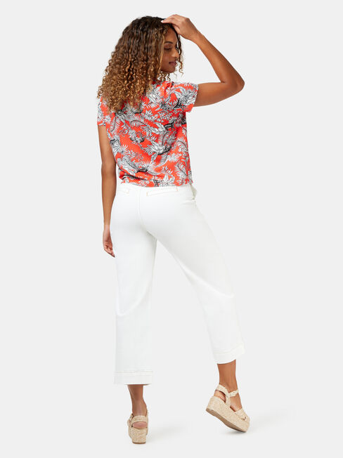 Emma Twist Front Printed Tee, Red, hi-res