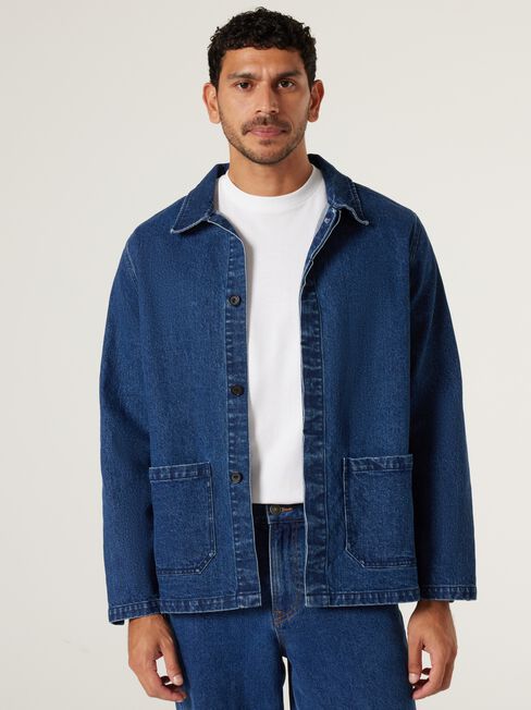 Milan Denim Overshirt, Bright Indigo, hi-res