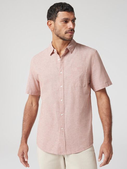 SS Wolf Textured Shirt, Orange, hi-res