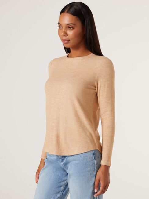 Sia Soft Touch Curved Hem Pullover, Caramel, hi-res