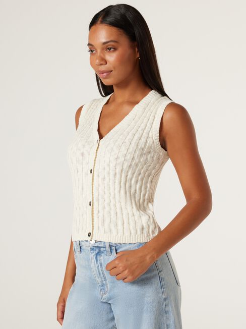 Lindsey Knit Vest, Off White, hi-res