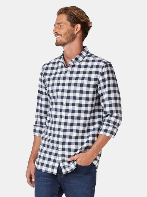 Holt Long Sleeve Oxford Check Shirt, Blue, hi-res
