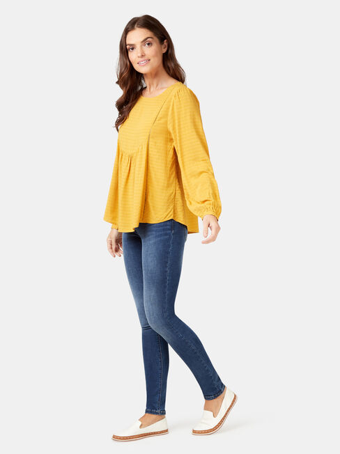 Avery Ladder Trim Blouse, Yellow, hi-res