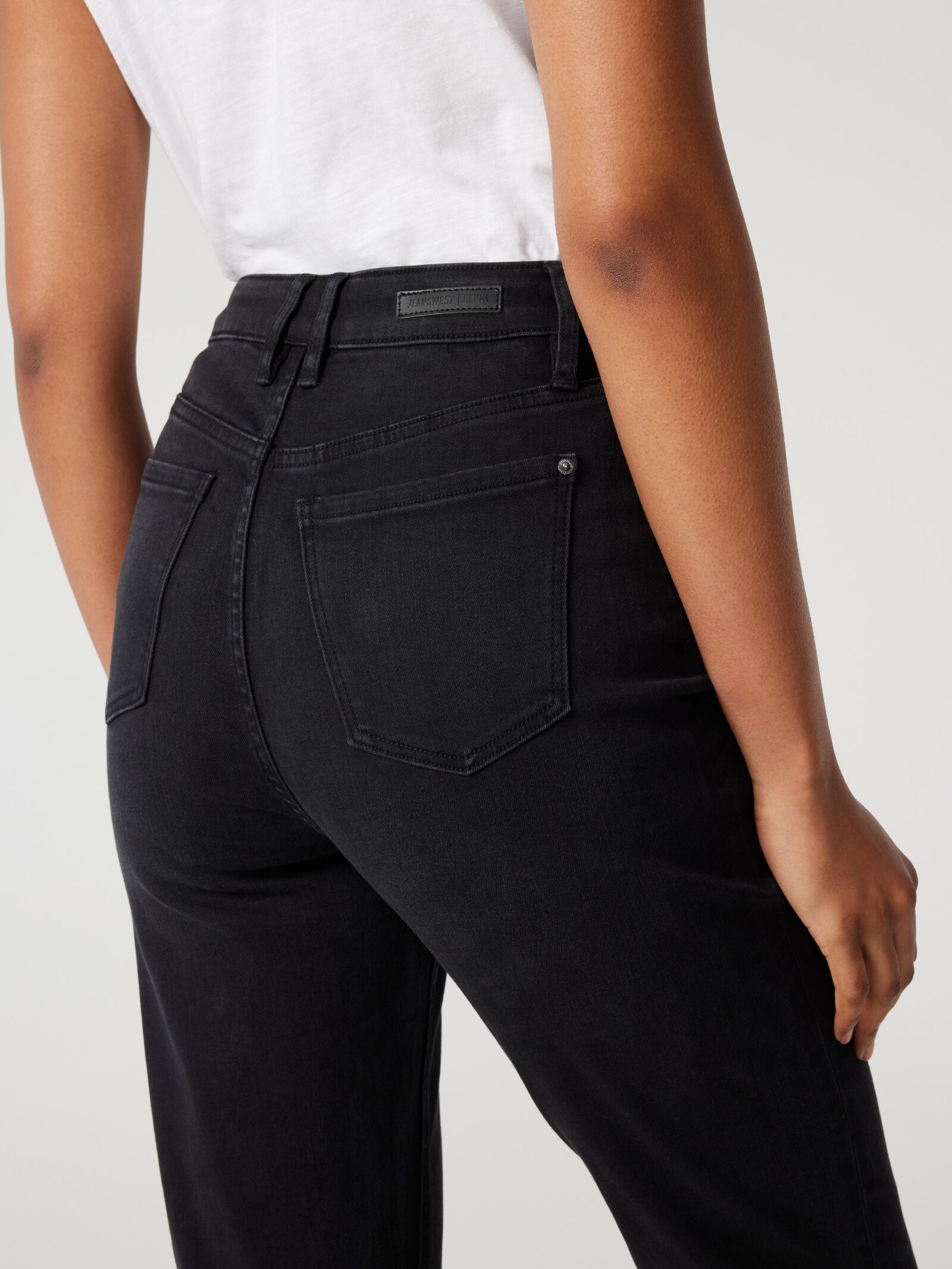 High waisted black cropped jeans hot sale