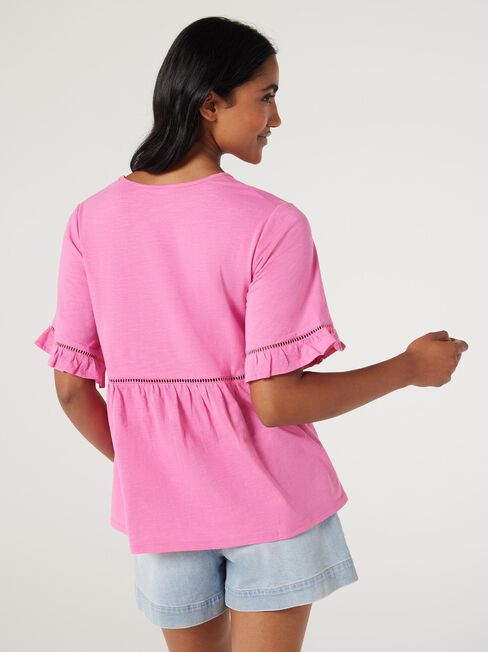 Lola Ruffle Jersey Top, Pink, hi-res