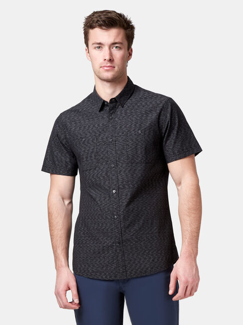 Gus Short Sleeve Textured Shirt, Black, hi-res