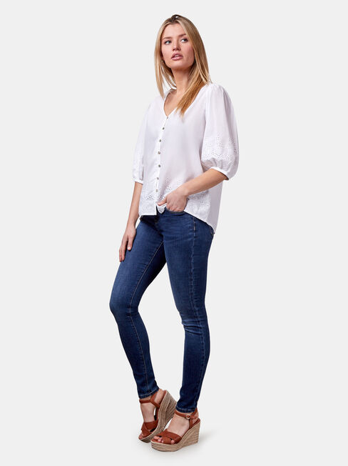 Byron Broderie Top, White, hi-res