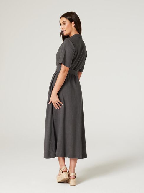 Lydia Shirt Dress, Charcoal, hi-res