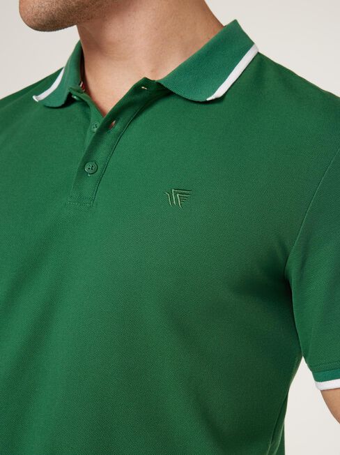 Nash Tipped Short Sleeve Polo, Pine, hi-res