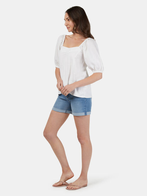 Lucinda Square Neck Top, White, hi-res