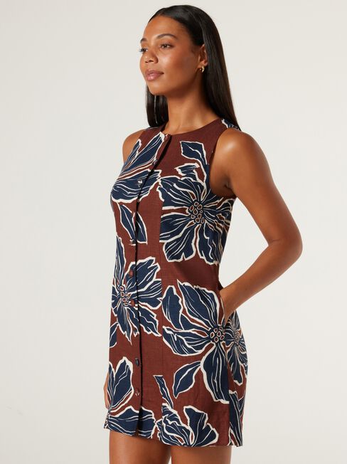 Annie Button Front Dress, Bold Blooms, hi-res
