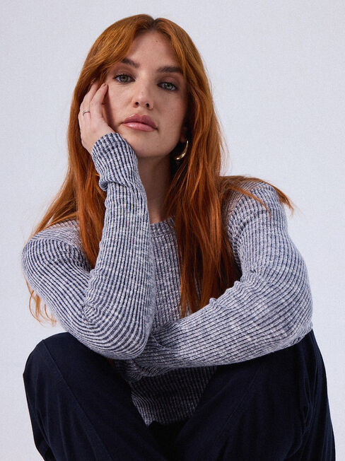 Boucle Soft Touch Pullover, Navy, hi-res