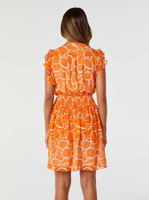 Bay Shirred Waist Dress, Orange, hi-res