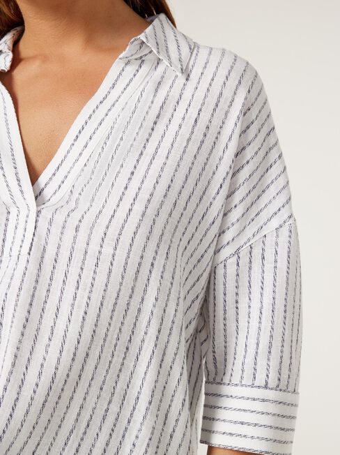 Violet Tunic Shirt, Stripe, hi-res