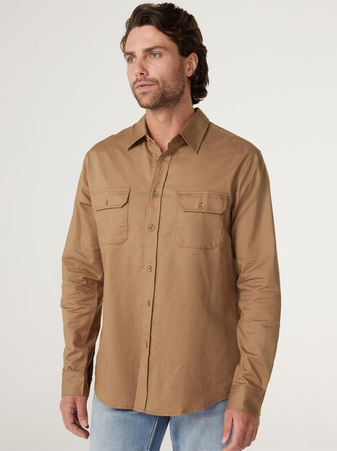 Colton Utility Long Sleeve Shirt, Tobacco, hi-res