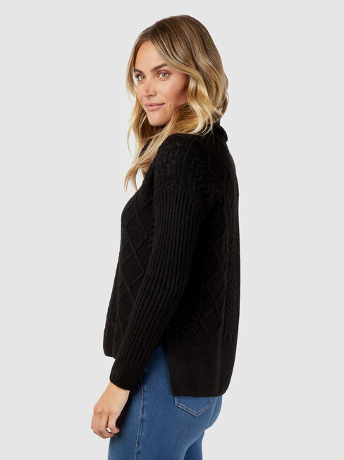 Lulu Cowl Neck Pullover, Black, hi-res