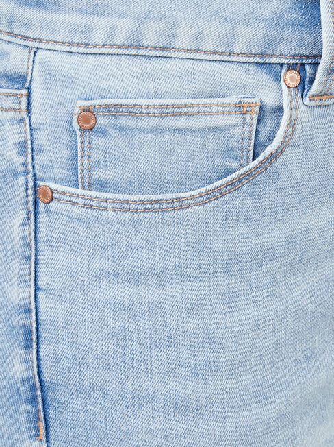Mid Waisted Pedal Pusher Jeans Faded Blue, Light Indigo, hi-res