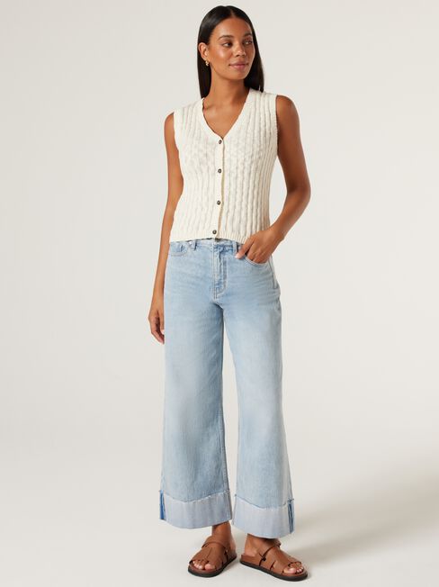 Lindsey Knit Vest, Off White, hi-res