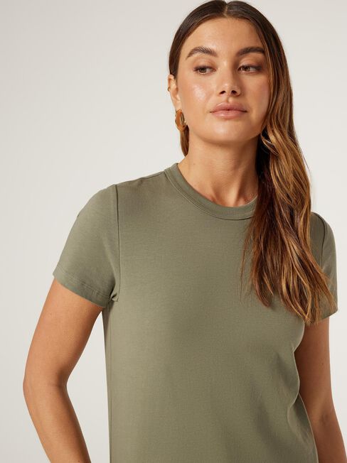 Classic Crew Neck Tee, Green, hi-res