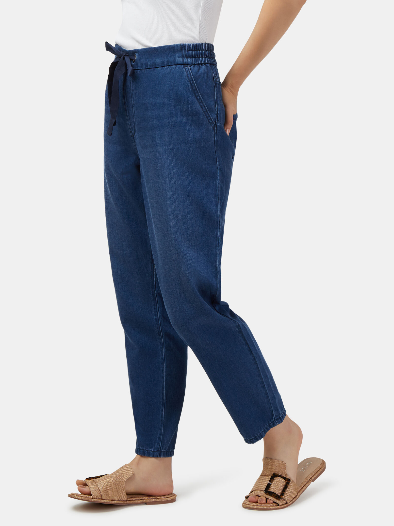 Tapered denim joggers best sale