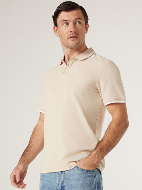SS Nash Tipped Polo, Oatmeal, hi-res