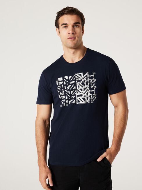 SS Beau Print Crew Tee, Ink, hi-res