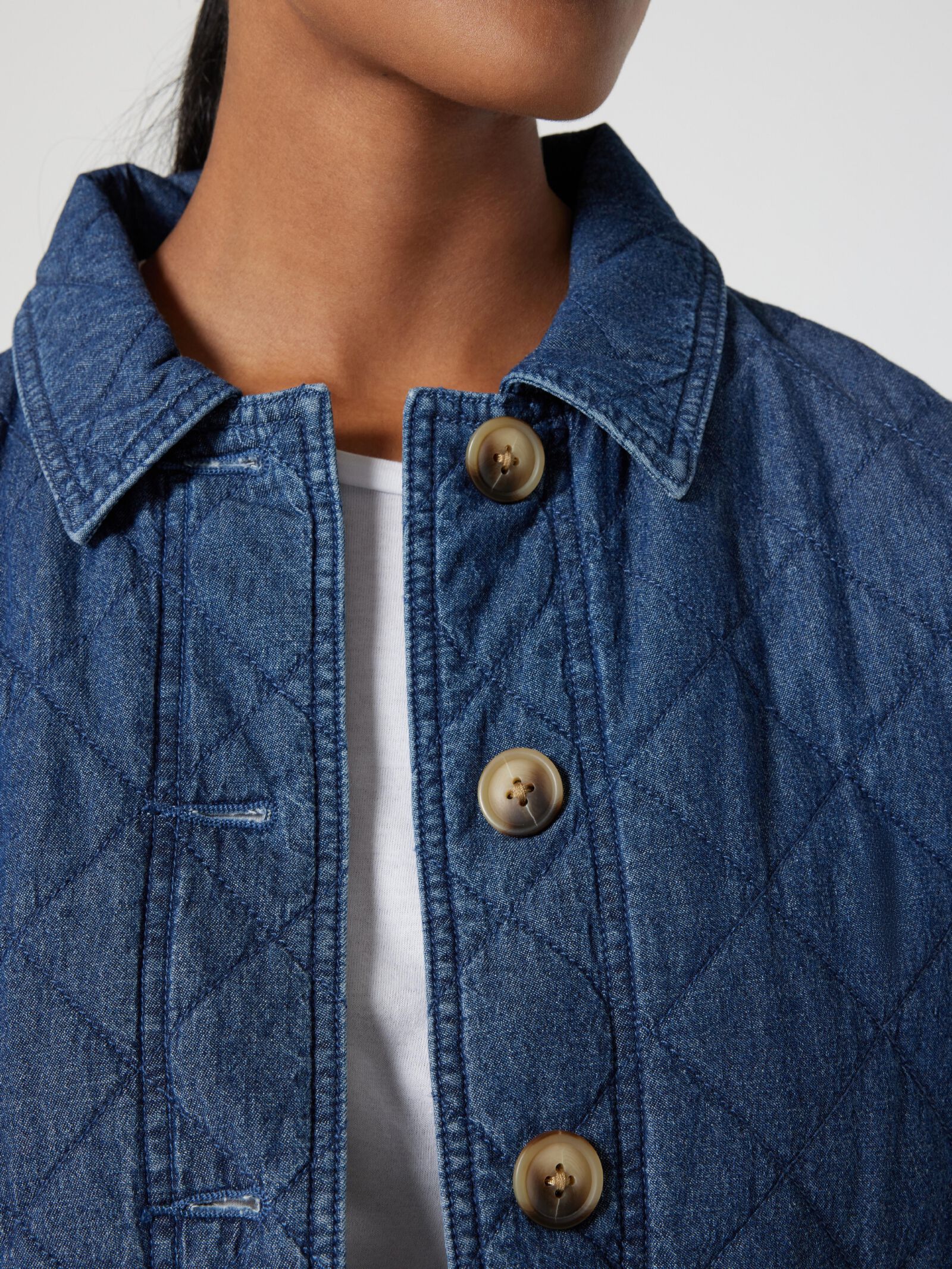 Quilted denim jacket womens cheap