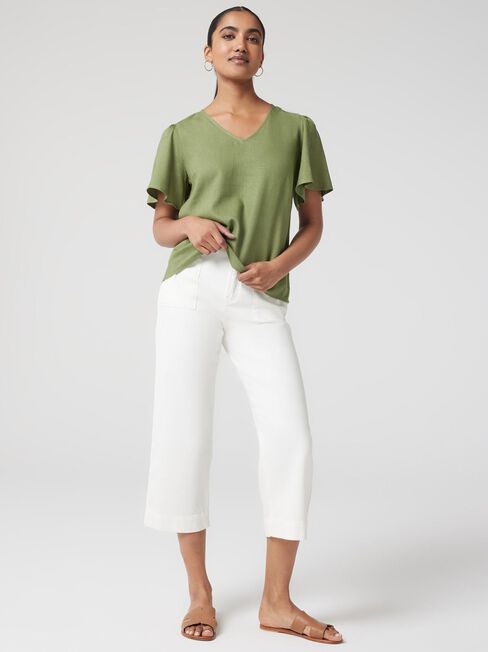Avery V-Neck Top, Green, hi-res