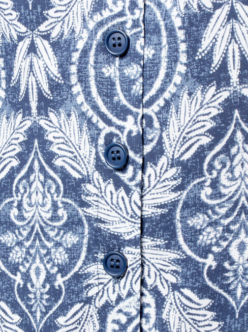 Carly Button Through Dress, Blue, hi-res
