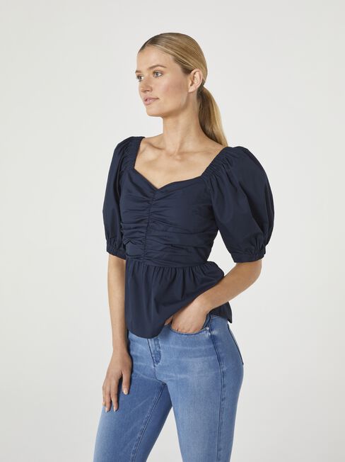 Pandora Gathered Top, Blue, hi-res