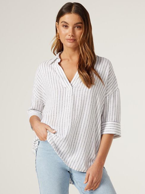 Violet Tunic Shirt, Stripe, hi-res