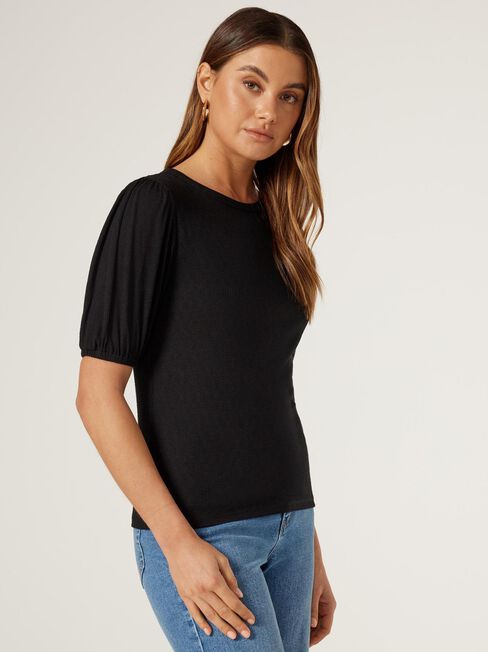 Chrishell Textured Tee, Black, hi-res