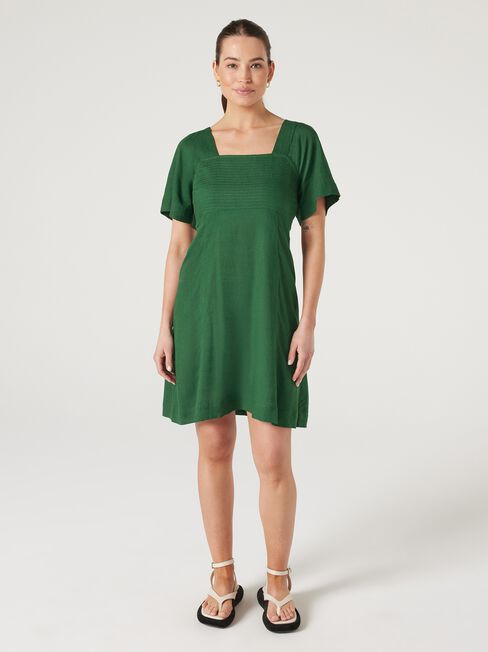 Victoria Flutter Sleeve Dress, Green, hi-res