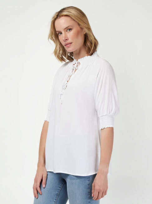 Tillie Tie Front Top, White, hi-res