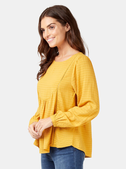 Avery Ladder Trim Blouse, Yellow, hi-res