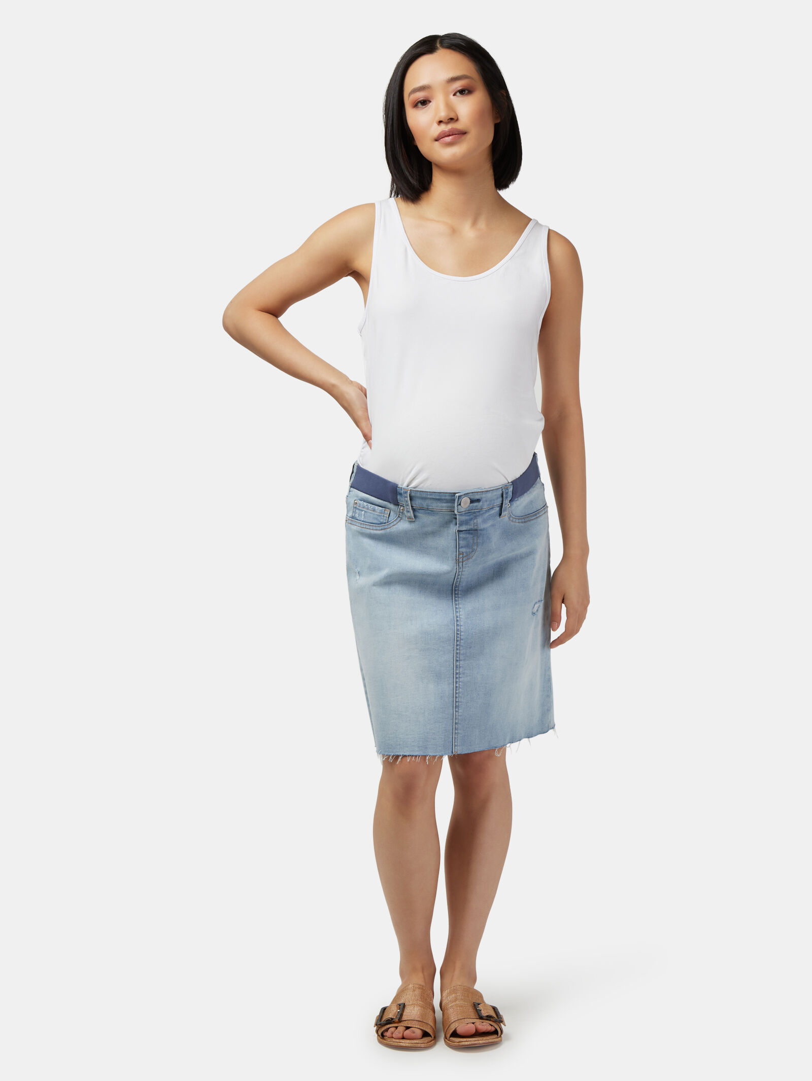 Distressed denim 2024 pencil skirt