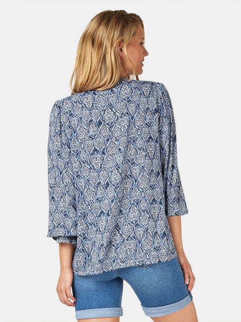 Kinsly Peasant Blouse, Black, hi-res
