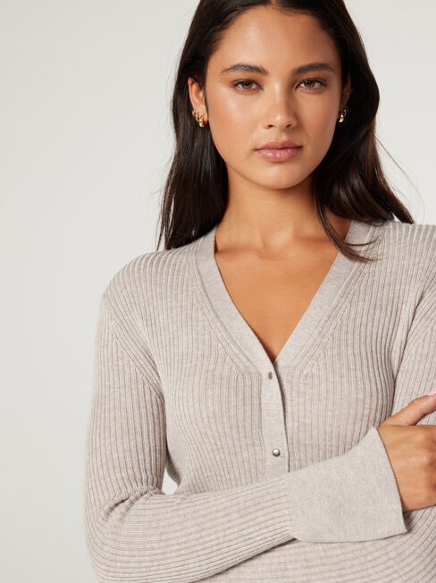 Isla Fine Gauge Cardigan, Oatmeal, hi-res