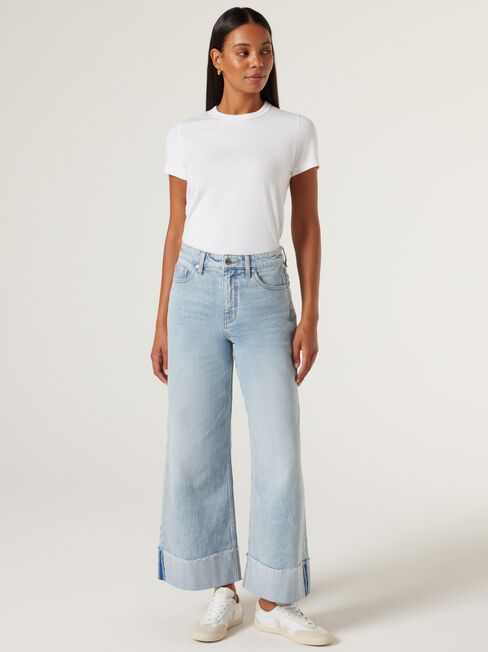 Rita Wide Leg Jeans, Light Indigo, hi-res
