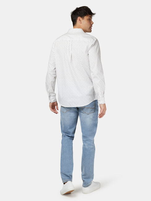 Windsor Long Sleeve Print Shirt, White, hi-res